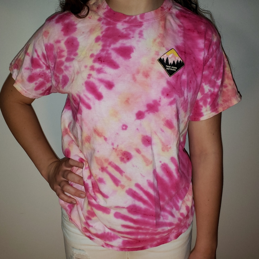 Pink tie dyed